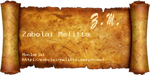 Zabolai Melitta névjegykártya